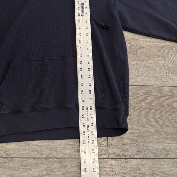 Brandy Melville Waffle Knit Pullover Hoodie One Size Navy Blue Comfy Casual - Picture 5 of 9